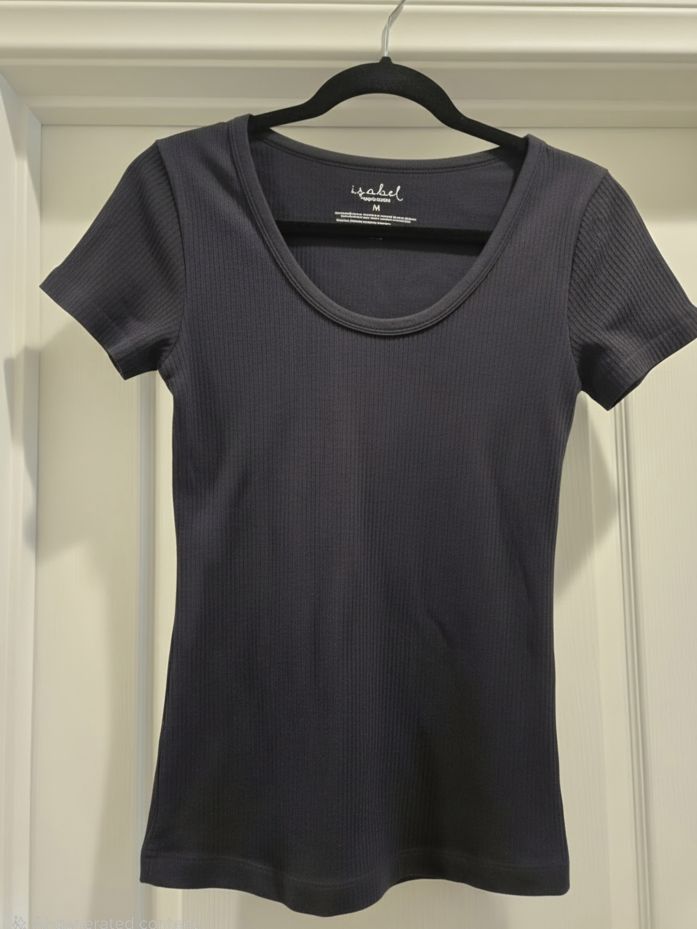 Maternity Scoop Neck Ribbed Short Sleeve Top - Black - M